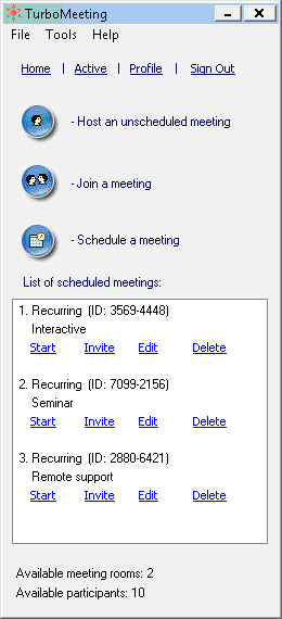 web meeting control panel